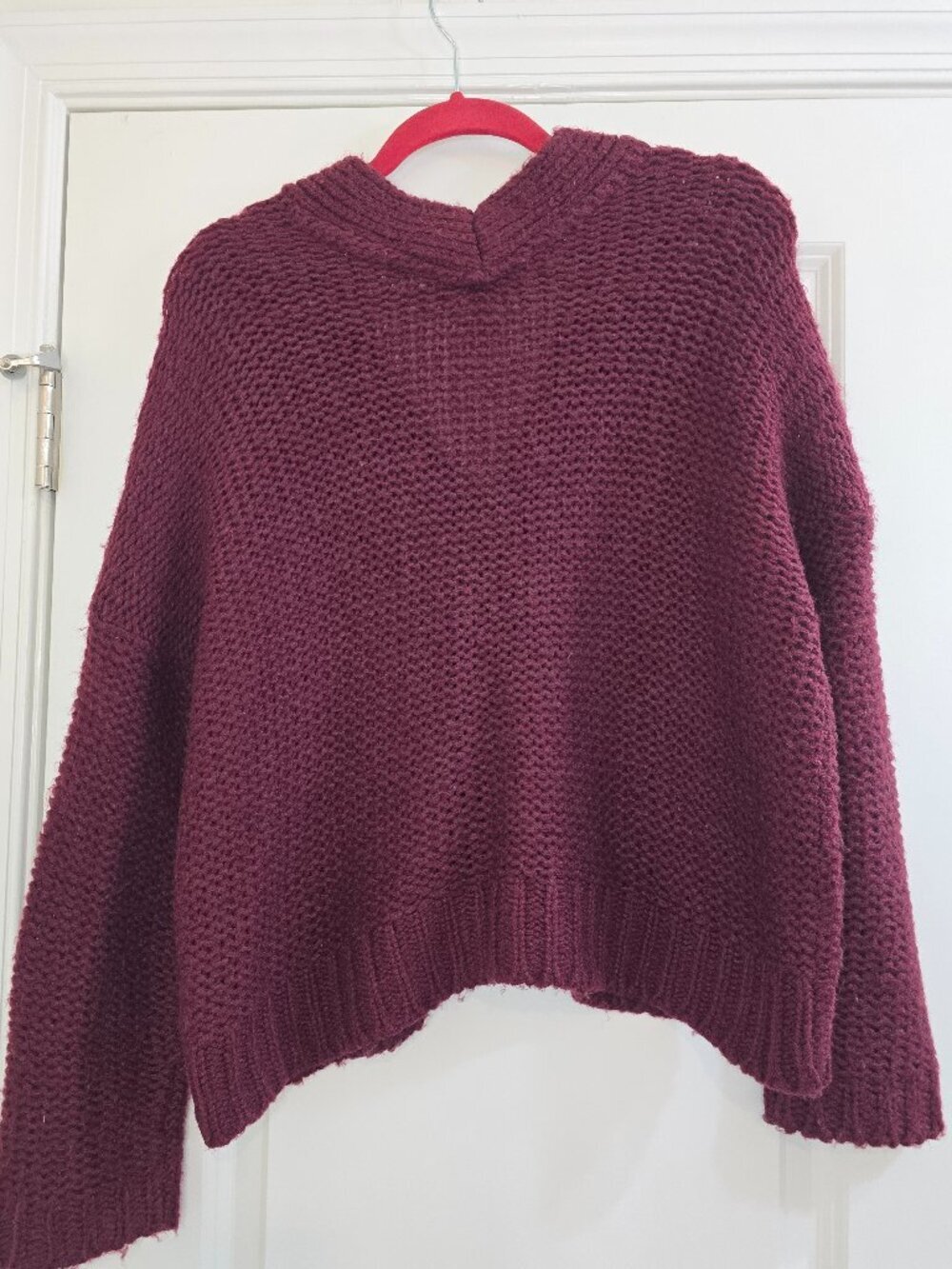 Rag Supply Cozy Fisherman Cable Knit Cardigan - Red Plum - Picture 2 of 5